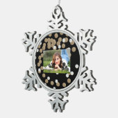 ミニマルグリッターブラックシャンパン金ゴールド紙吹雪 スノーフレークピューターオーナメント (右)