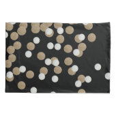 ミニマルグリッターブラックシャンパン金ゴールド紙吹雪 枕カバー (裏面-左)