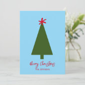ミニマルグリーンクリスマスツリーレッドスノーフレークシンプル シーズンカード (スタンド正面)