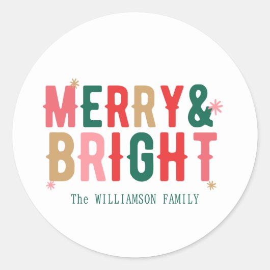 ミニマルグリーンレッドブラウンはっきりしたタイポグラフィ ラウンドシール (正面)