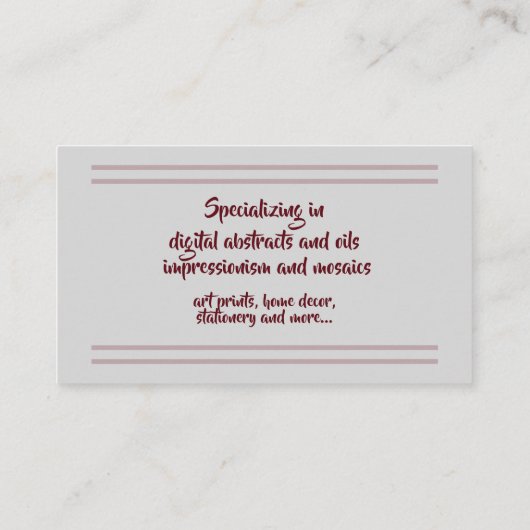 ミニマルグレーストライプアーティスエレガントトのピ素晴らしンク 名刺 (裏面)