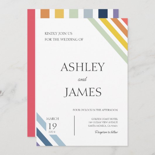 ミニマルゲイレズビアンLGBTQ結婚ズ 招待状 (正面/裏面)