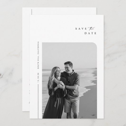 ミニマルコンテンポラリース結婚の写真 セーブザデート (正面/裏面)