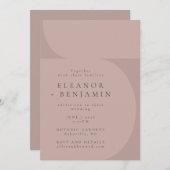 ミニマルコンテンポラリーリストカラーブロックマウヴ結婚ズ 招待状 (正面/裏面)