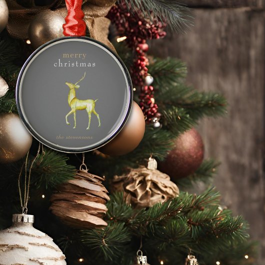 ミニマルコンテンポラリーリストクリスマス金ゴールドトナカイ メタルオーナメント