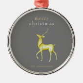 ミニマルコンテンポラリーリストクリスマス金ゴールドトナカイ メタルオーナメント (正面)
