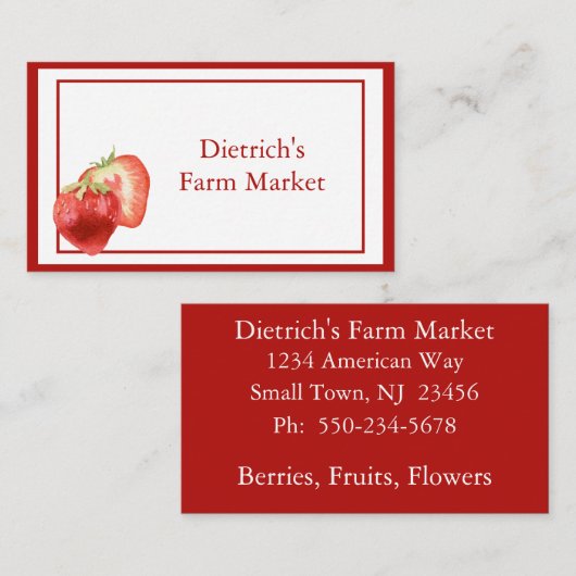ミニマルコンテンポラリーリストストロベリー名刺 名刺 (正面/裏面)
