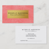 ミニマルコンテンポラリーリストピンクフェイク金ゴールド枠 予約カード (正面/裏面)