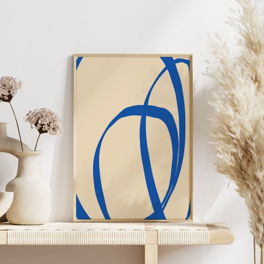 ミニマルコンテンポラリーリストブルー抽象芸術ラインアート ポスター