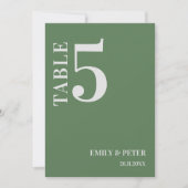 ミニマルコンテンポラリーリスト結婚セージのテーブル番号 サンキューカード (正面)
