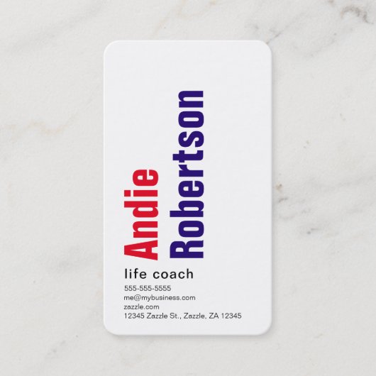 ミニマルコンテンポラリーリスト赤紫 名刺 (正面)