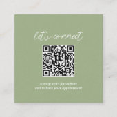 ミニマルコンテンポラリーリストSage Green QRコードモダン スクエア名刺 (正面)