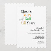 ミニマルゴルフ 60歳の誕生日乾杯とビール 招待状 (正面/裏面)