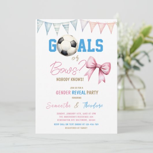 ミニマルゴールまたはボーイズ少年またはガールジェンダーの表示 招待状 (スタンド正面)