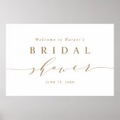 ミニマルゴールドスクリプト ブライダルシャワー ウェルカムサイン ポスター (正面)
