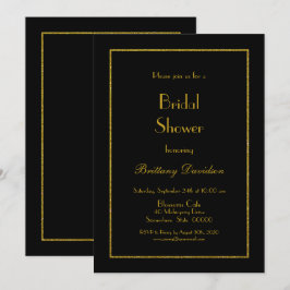 ミニマルゴールドフレーム ブラック ブライダルシャワー 招待状