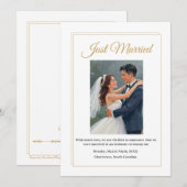 ミニマルゴールド縁取り結婚発表カード サンキューカード (正面/裏面)
