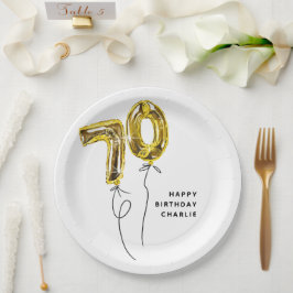 ミニマルゴールド70 バルーン 70歳の誕生日パーティー ペーパープレート