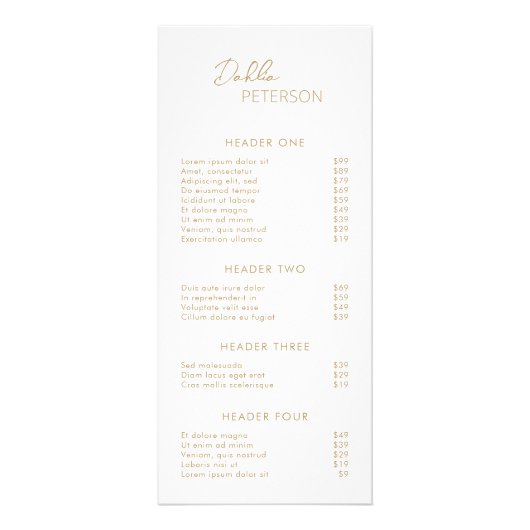 ミニマルゴールドQRコード モダン ラックカード (正面)