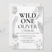 ミニマルサファリWild One 1歳の誕生日マップ 招待状 (正面)