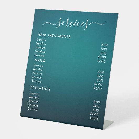 ミニマルサロンサービス価格表 台座サイン (正面)