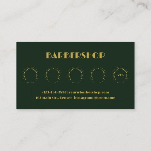 ミニマルサロンディスカウントグリーンバーバーショップ ロイヤリティカード (裏面)