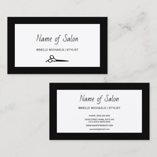 ミニマルサロンプレーン白黒はさみ 名刺 (正面/裏面)