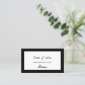 ミニマルサロンプレーン白黒はさみ 名刺 (スタンド正面)