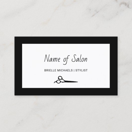 ミニマルサロンプレーン白黒はさみ 名刺 (正面)