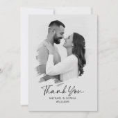 ミニマルサンキューカード結婚の白黒 セーブザデート (正面)