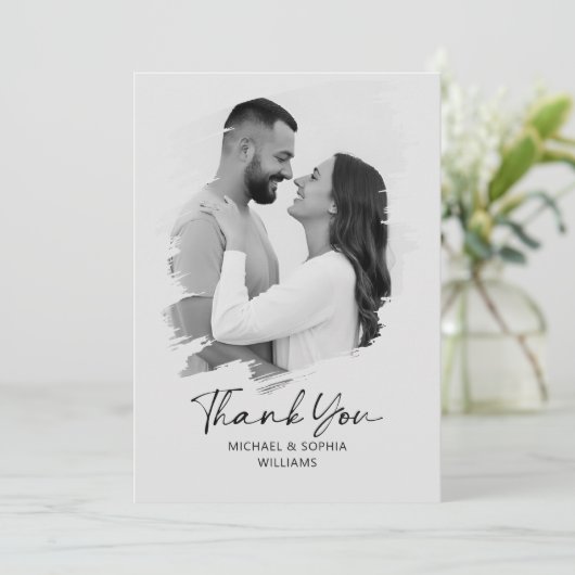 ミニマルサンキューカード結婚の白黒 セーブザデート (スタンド正面)