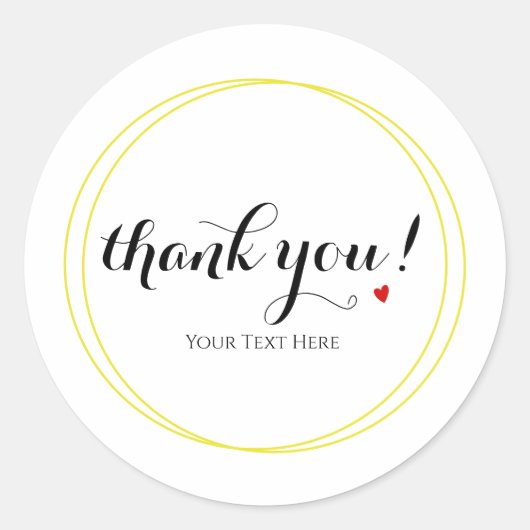 ミニマルサンキューリストブラックタイポグラフィ ラウンドシール (正面)