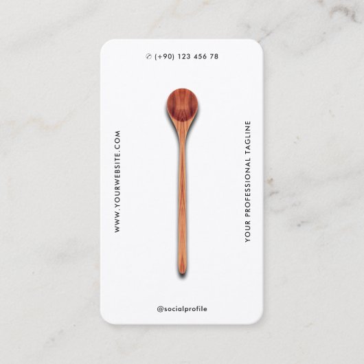 ミニマルシェフエレガントケーター木製スプーン白 名刺 (正面)