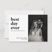 ミニマルシックな最高のDay Ever写真のハート結婚の サンキューカード (正面)