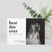 ミニマルシックな最高のDay Ever写真のハート結婚の サンキューカード (スタンド正面)