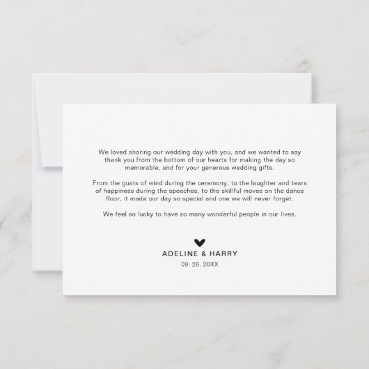 ミニマルシックな最高のDay Ever写真のハート結婚の サンキューカード (裏面)