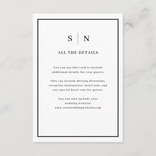 ミニマルシックな縁ど | ズゲ結婚スト詳細 エンクロージャーカード (正面)