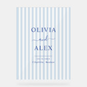 ミニマルシックフランスのパーソナライズされた結婚ブルー アクリルサイン (正面)