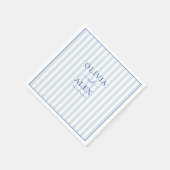 ミニマルシックフランスのパーソナライズされた結婚ブルー スタンダードカクテルナプキン (角)