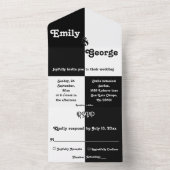 ミニマルシック白黒モダンシンプル結婚の オールインワン招待状 (内側)