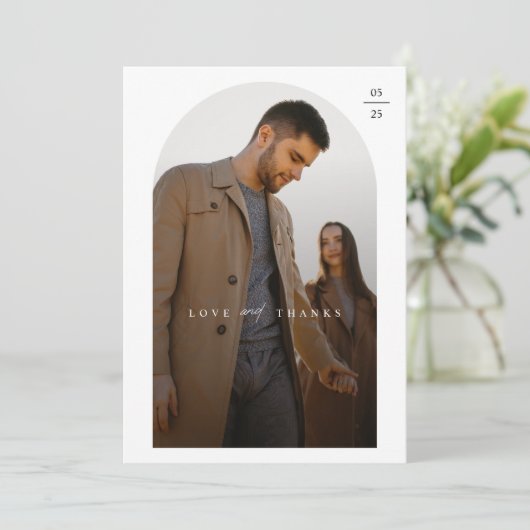 ミニマルシック結婚の写真サンキューカード サンキューカード (スタンド正面)