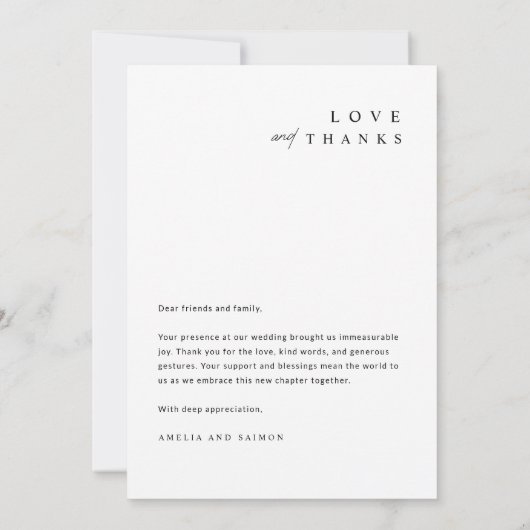 ミニマルシック結婚の写真サンキューカード サンキューカード (裏面)