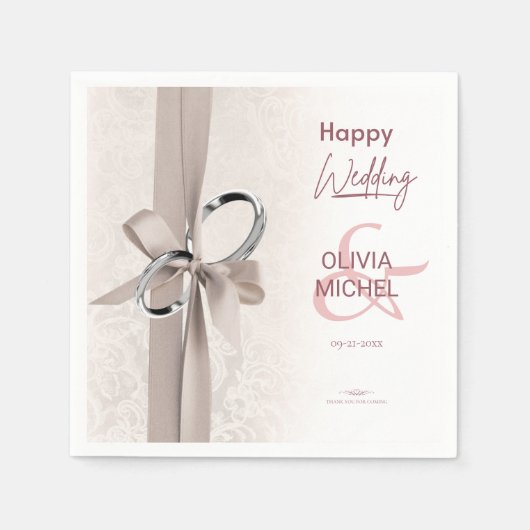 ミニマルシック結婚ズ スタンダードカクテルナプキン (正面)