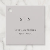 ミニマルシック |ソフトグレー結婚の フェイバータグ (正面)