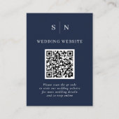 ミニマルシック |ダークネイビーブルーQRコード結婚ズ エンクロージャーカード (正面)