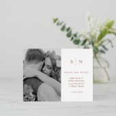 ミニマルシック |写真日付を保存するバラ金ゴールド 箔招待状ポストカード (立ち正面)