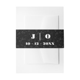 ミニマルシック |白黒モノグラム 招待状ベリーバンド