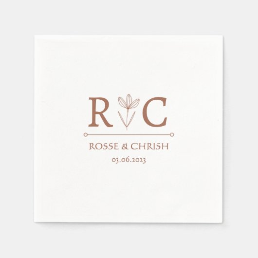 ミニマルシック | 結婚s スタンダードカクテルナプキン (正面)