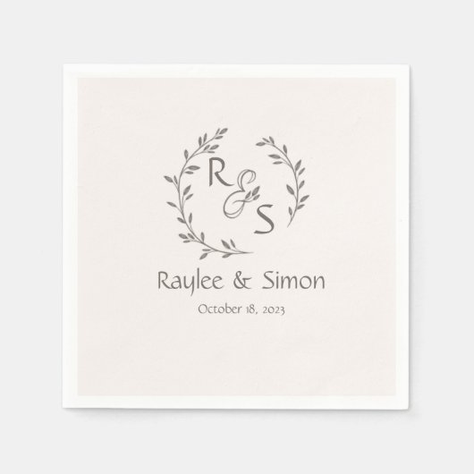 ミニマルシック | 結婚s スタンダードカクテルナプキン (正面)