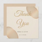 ミニマルシャンパンペブルアイボリー結婚ズサンキュー (正面/裏面)